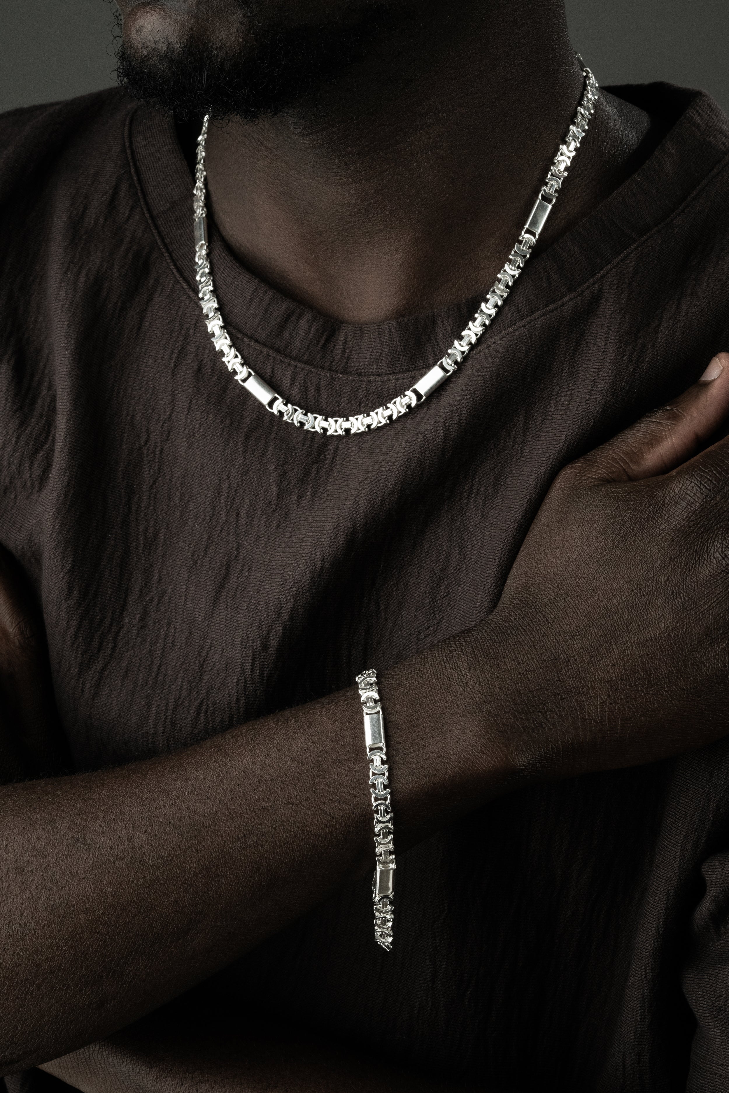 PLATTENKÖNIGSKETTE FLACH SET 6 MM | 925 SILBER