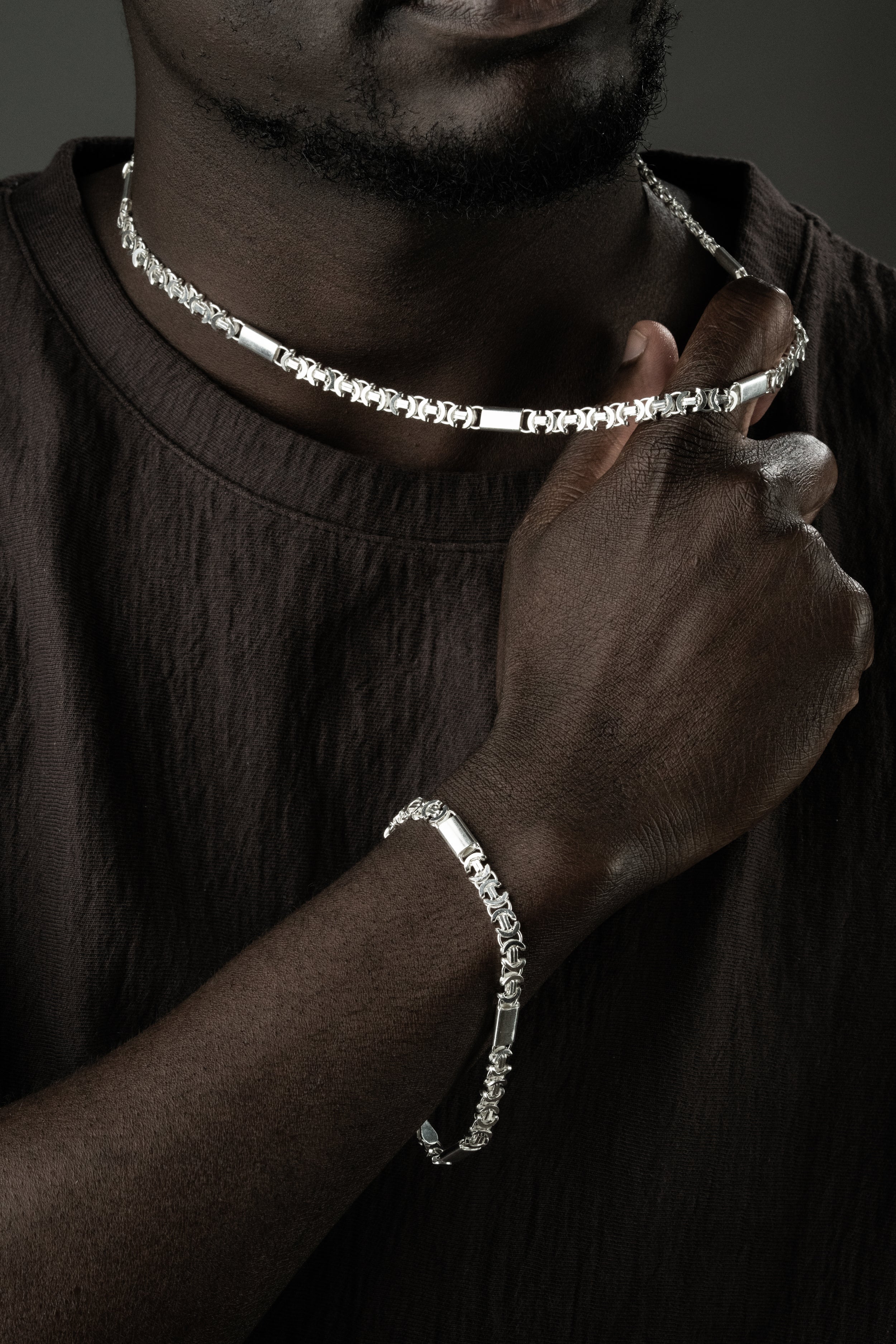 PLATTENKÖNIGSKETTE FLACH SET 6 MM | 925 SILBER