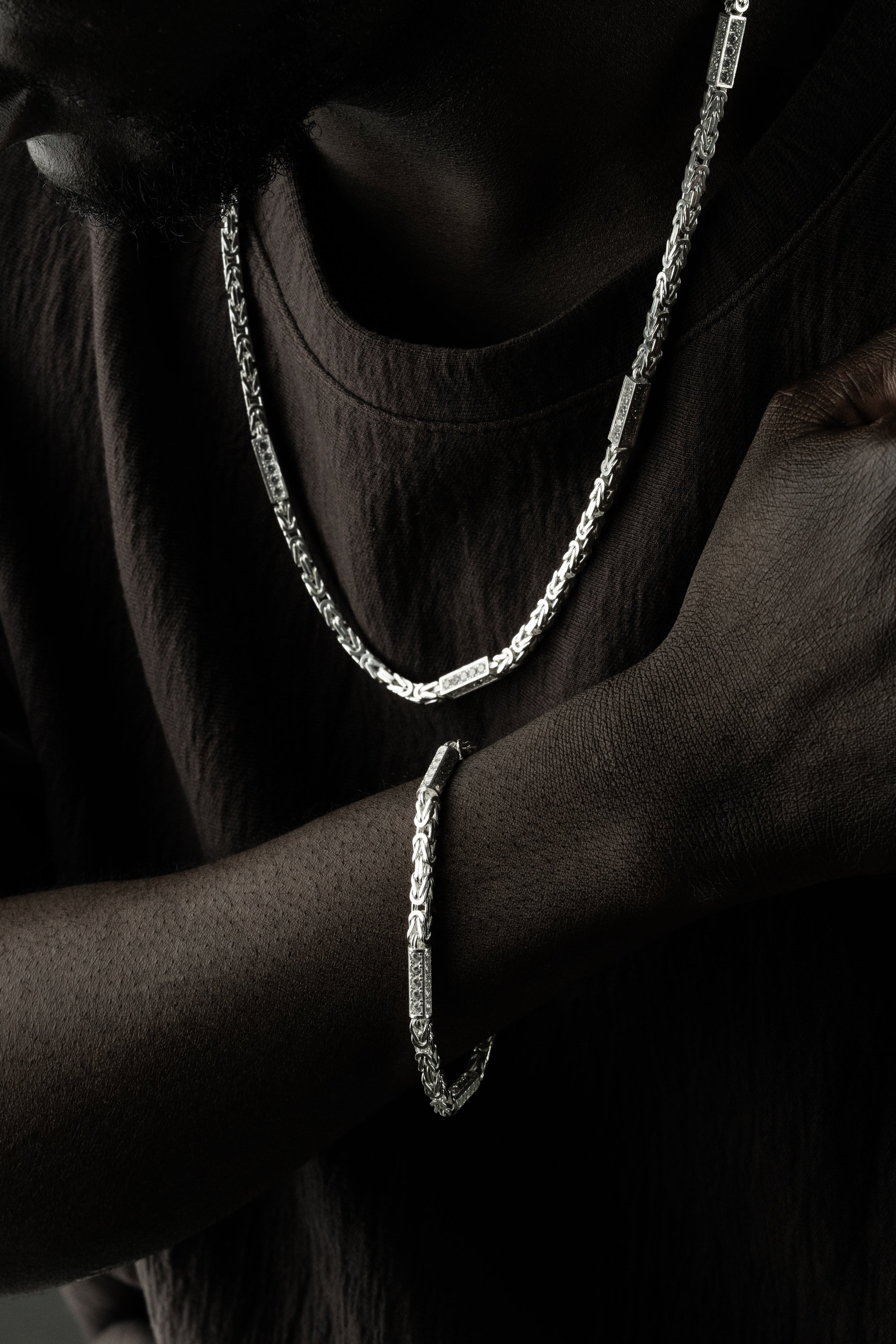 KÖNIGSKETTE MIT STRASSSTEIN 4 mm SET | 925 SILBER