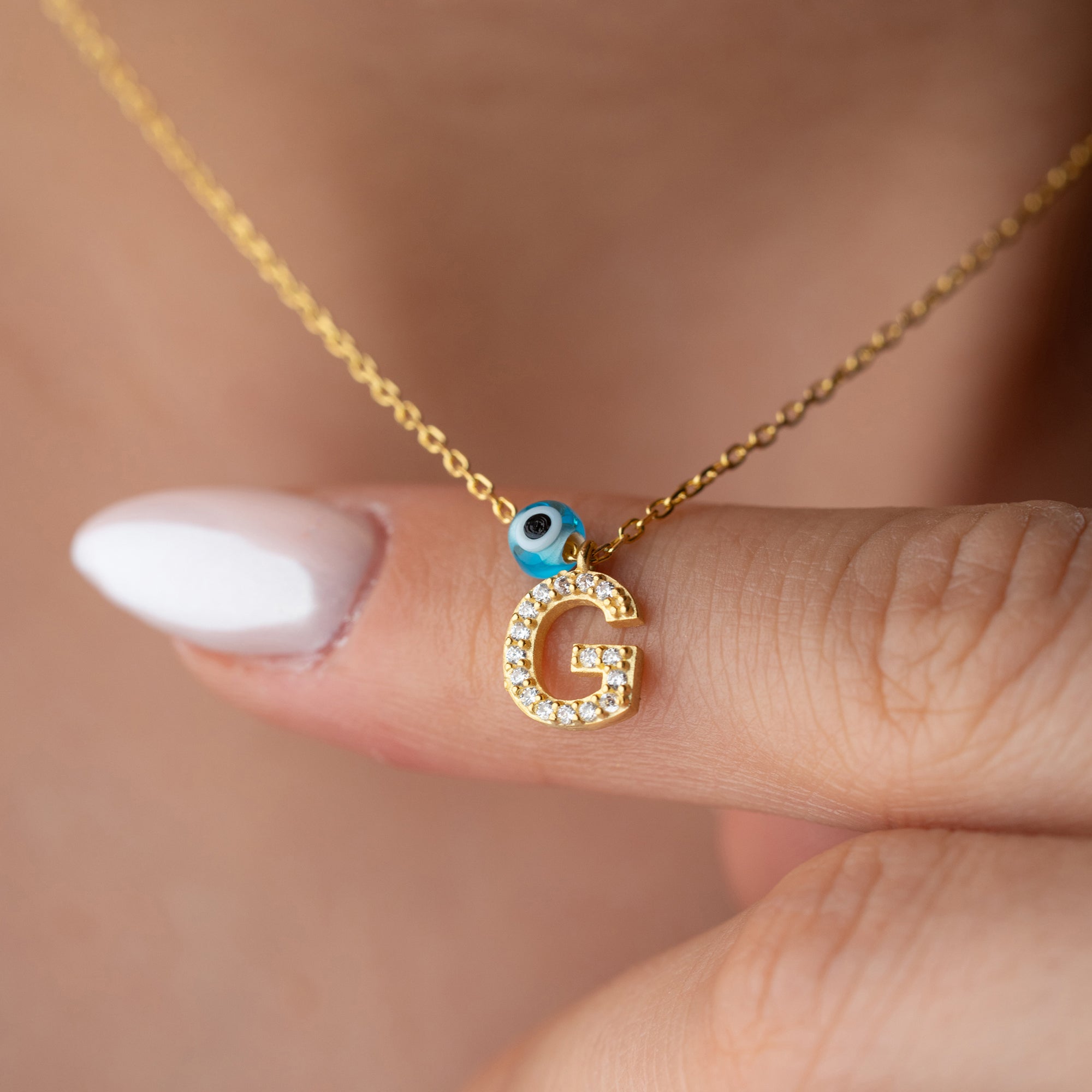 BUCHSTABENKETTE MIT NAZAR | 925 SILBER