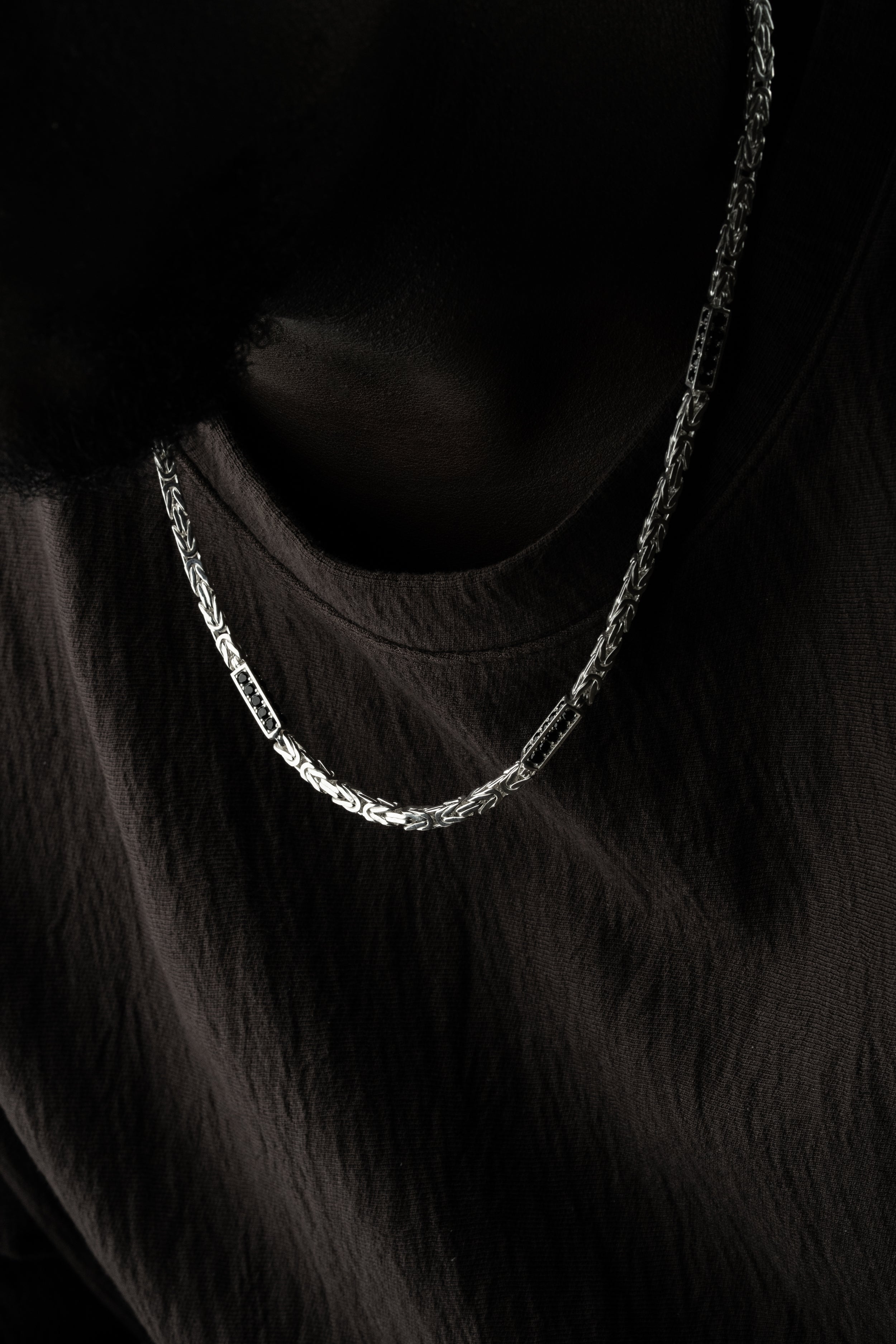 KÖNIGSKETTE BLACK STRASS 4mm | 925 SILBER