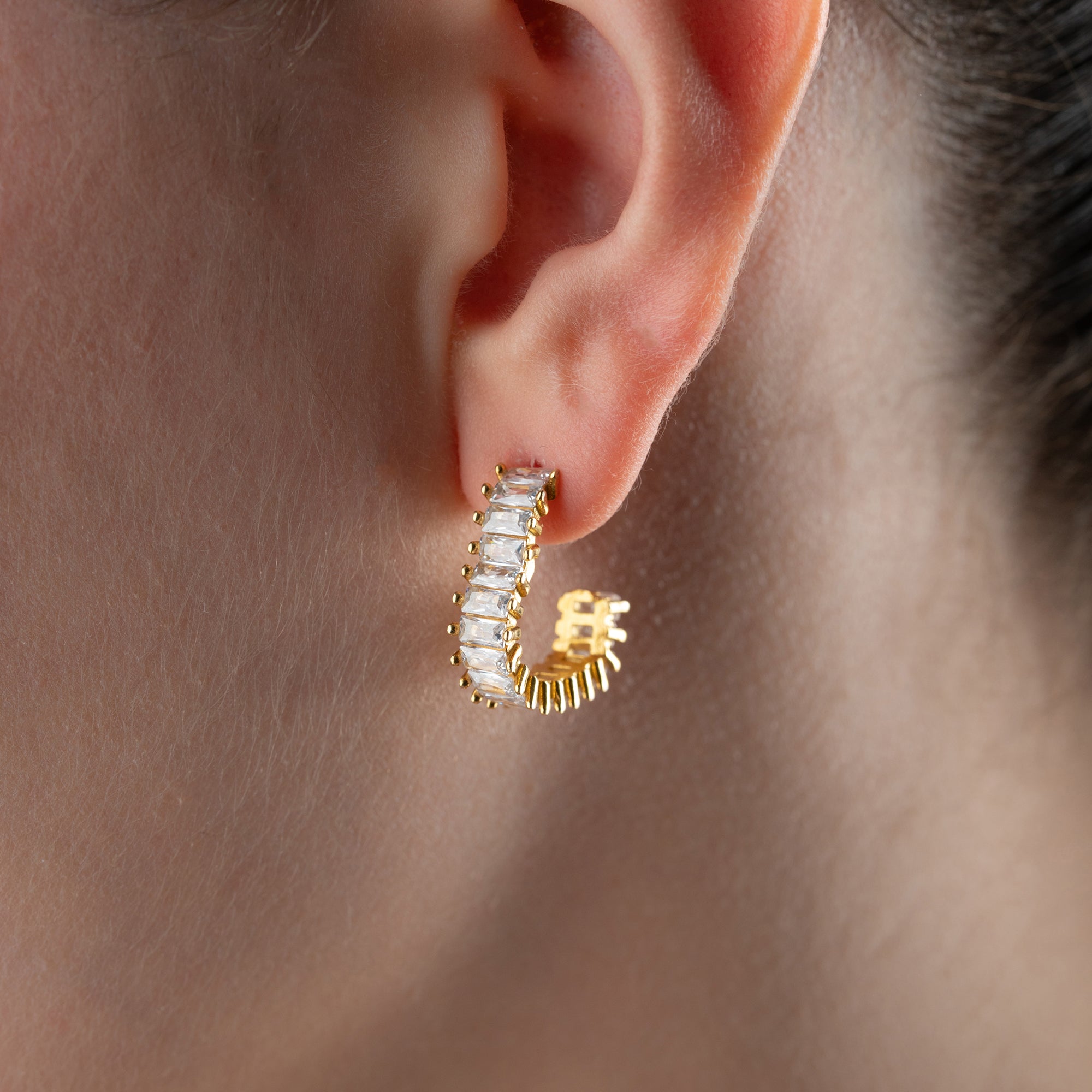 BAGUETTE HERZ CREOLEN | 925 SILBER