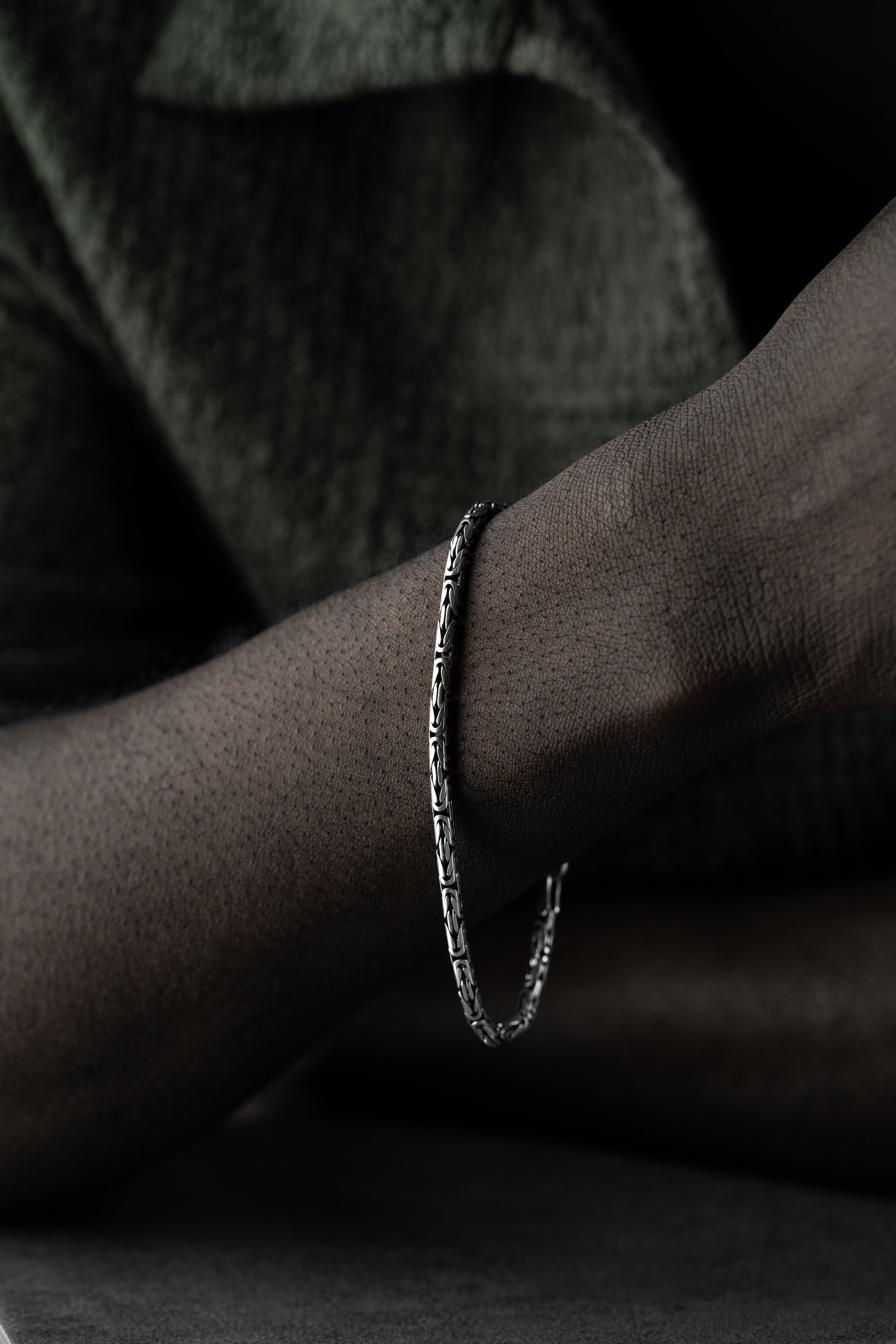 KÖNIGSARMBAND OVAL OXIDIERT 3MM  | 925 SILBER.