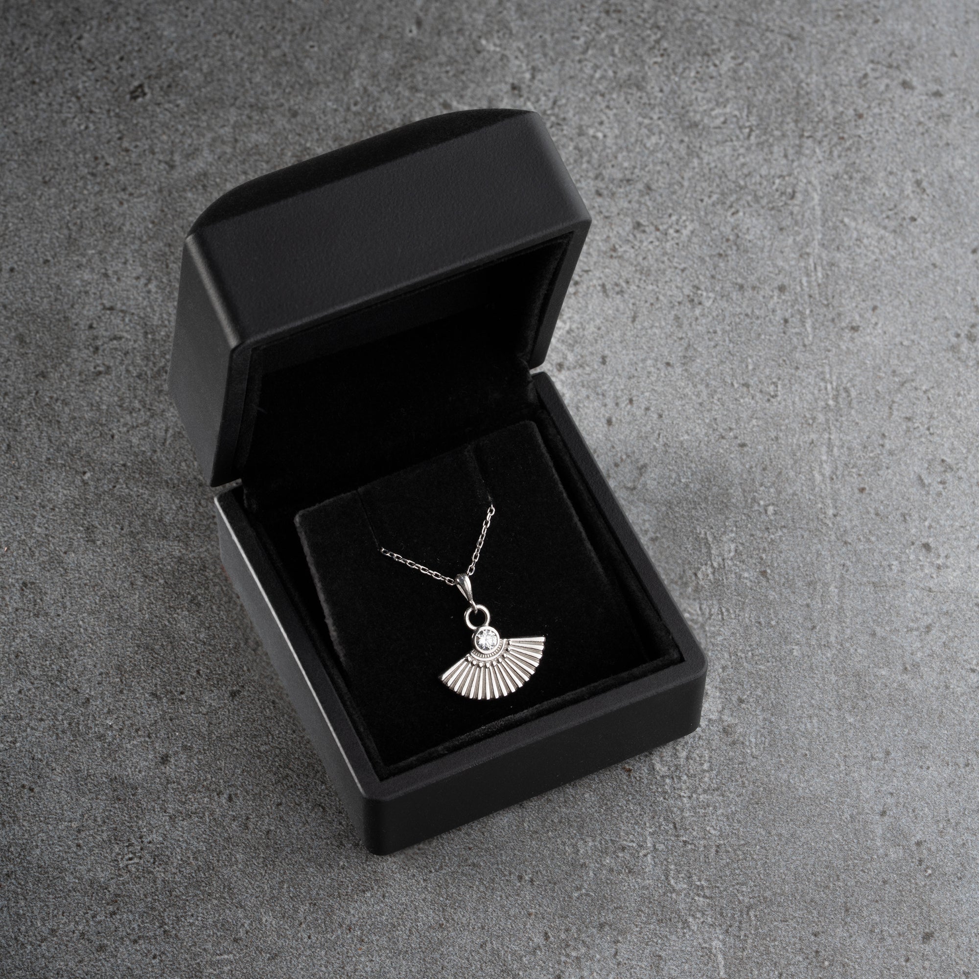 ZIRKONIA FÄCHER HALSKETTE | 925 SILBER