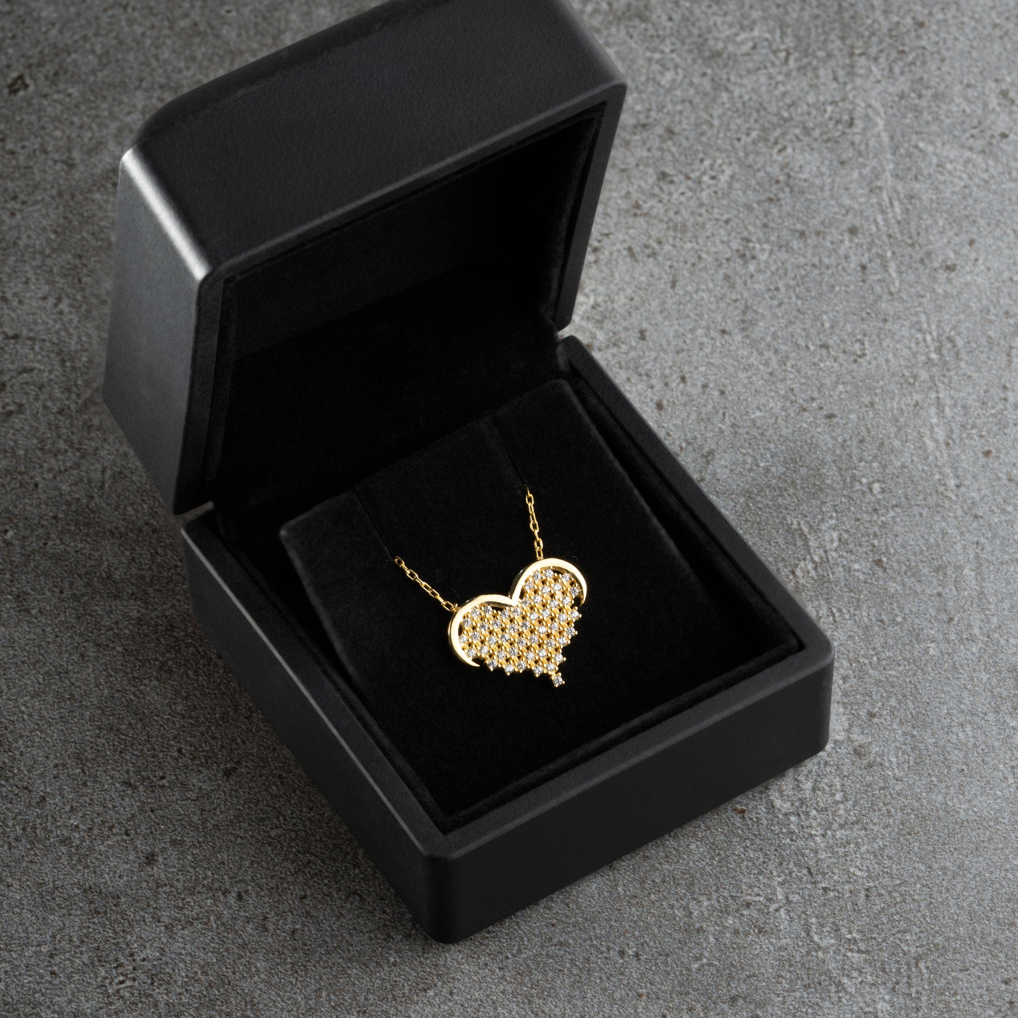 STRASS STEIN HERZ HALSKETTE | 925 SILBER