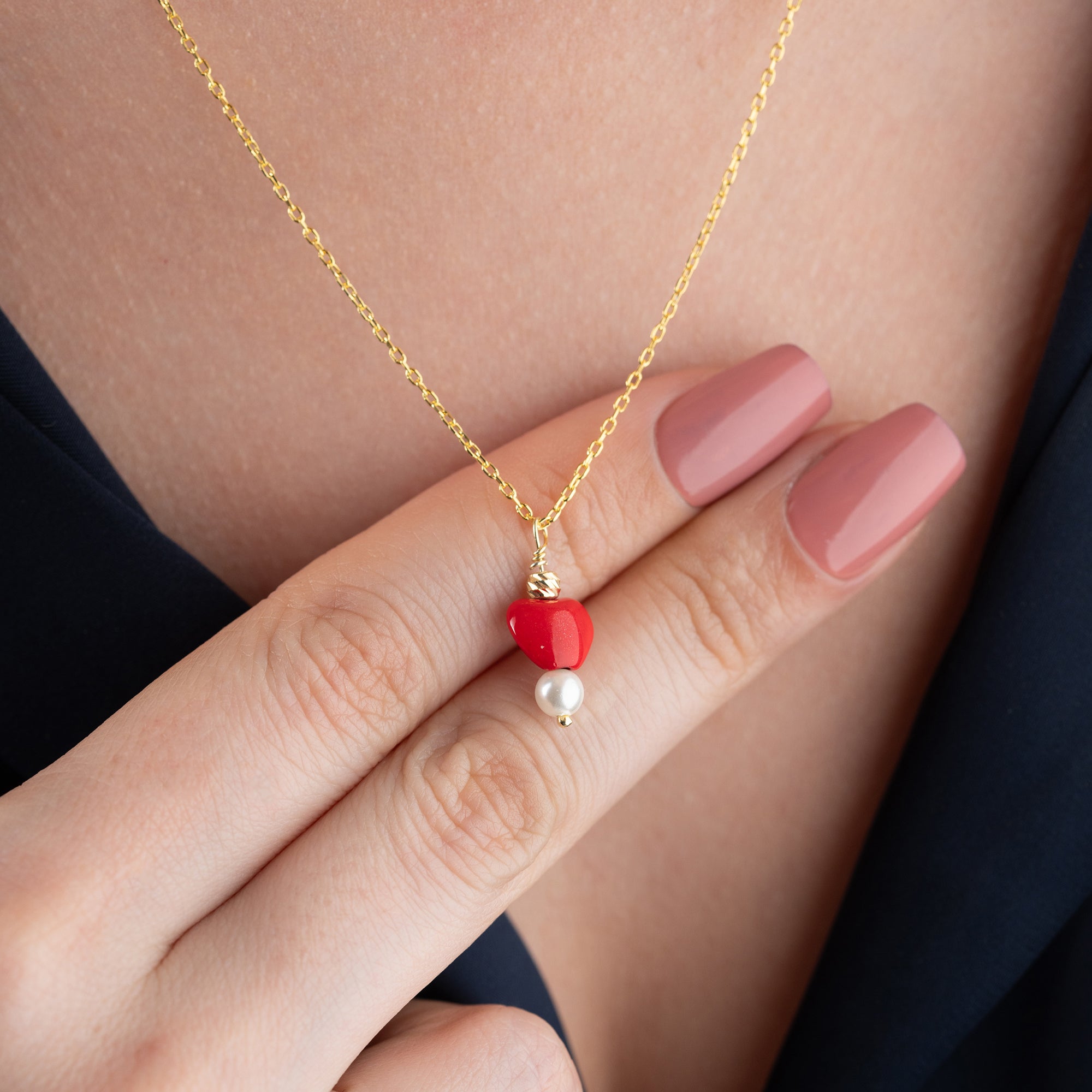 HERZ PERLE HALSKETTE | 925 SILBER