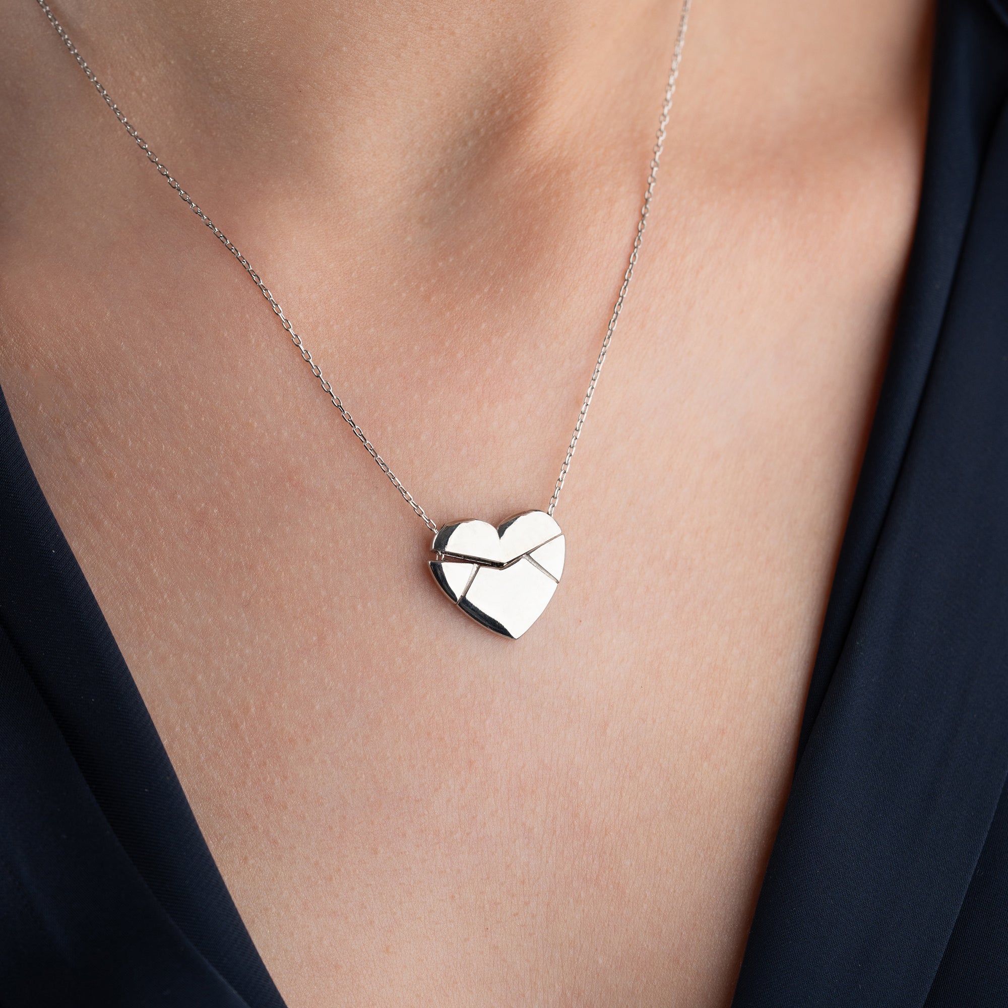 HERZ GRAVUR HALSKETTE | 925 SILBER