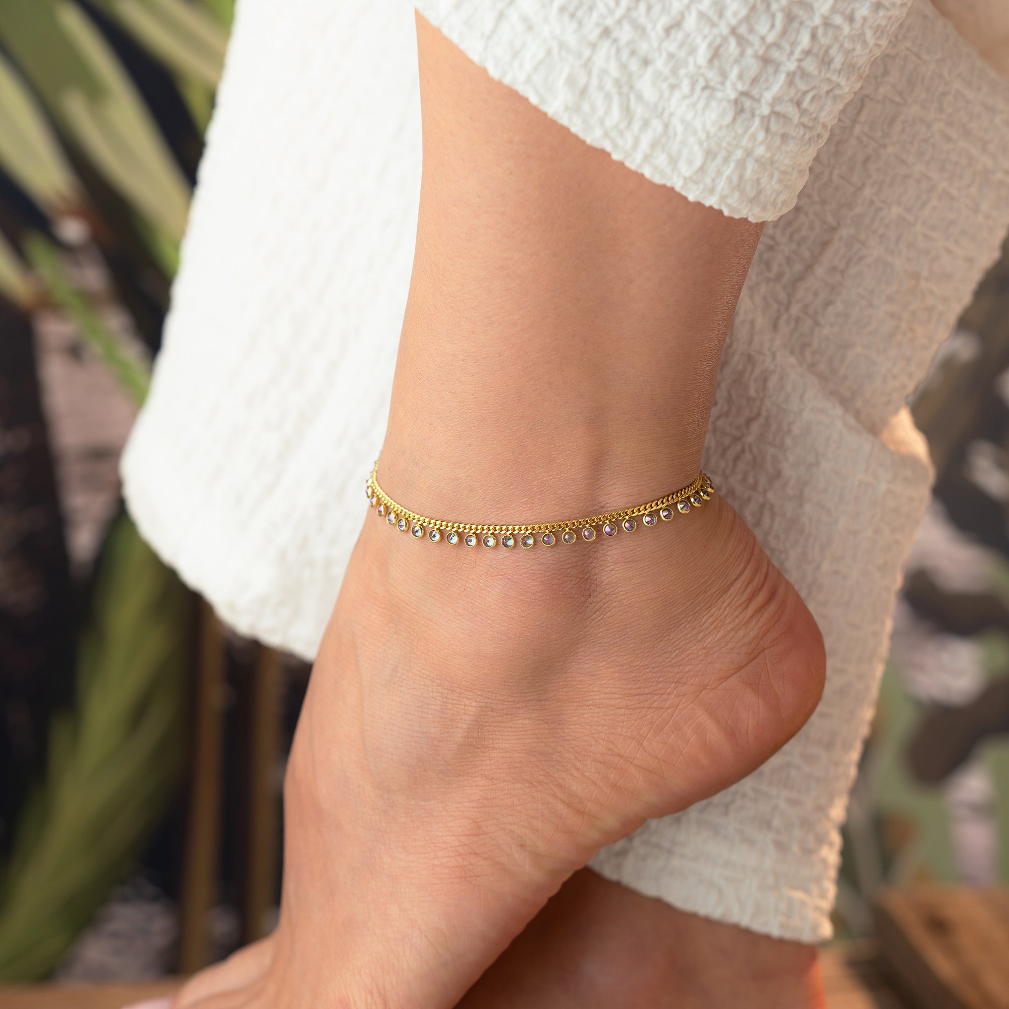 MULTI STONE FUSSKETTE | 925 SILBER