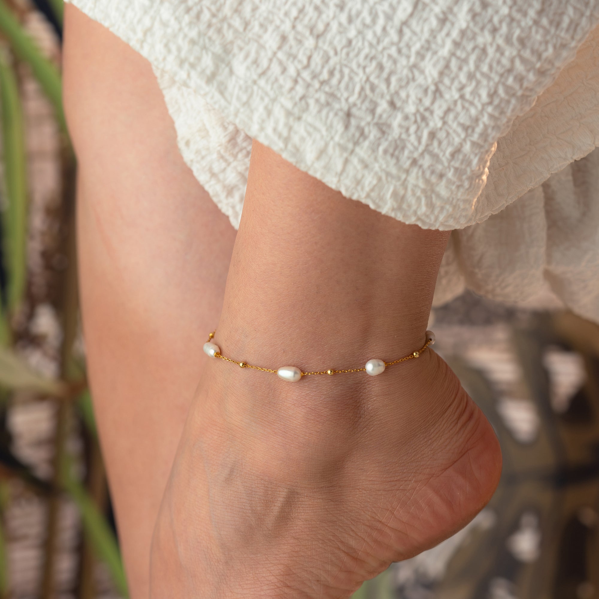 PEARL FUSSKETTE | 925 SILBER