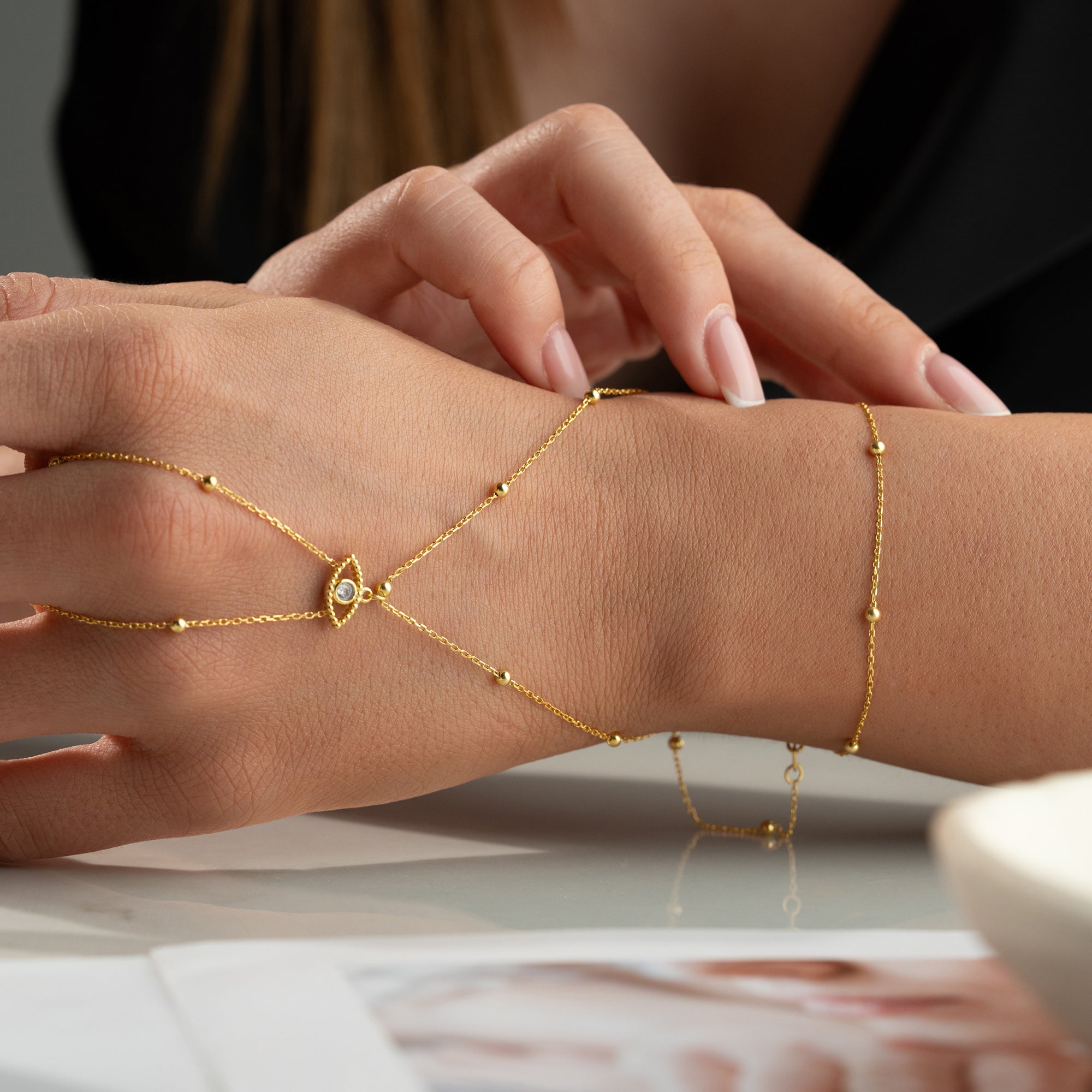 ZIRKONIA AUGE HANDKETTE | 925 SILBER