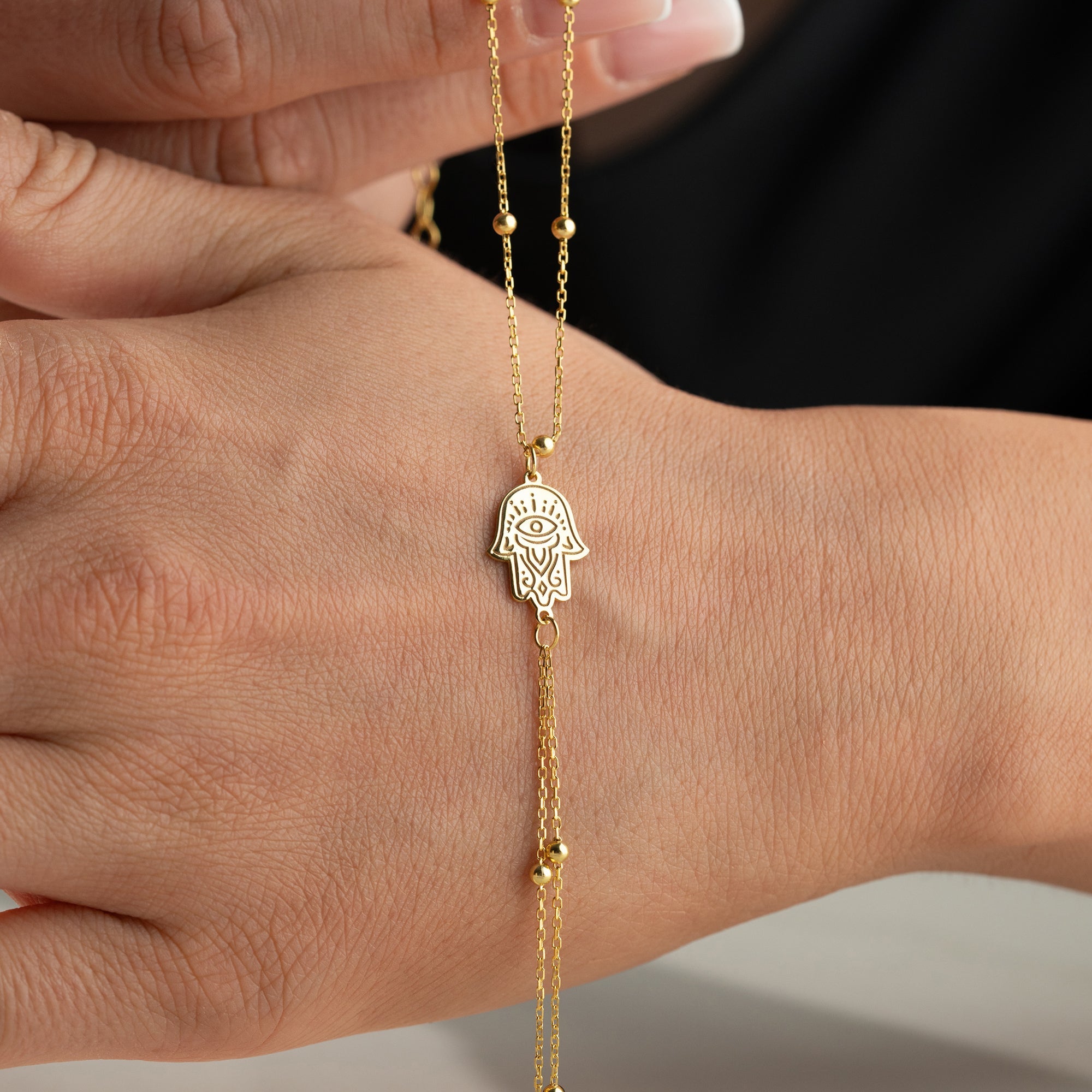 GEMUSTERTE FATIMAS HAND HANDKETTE | 925 SILBER