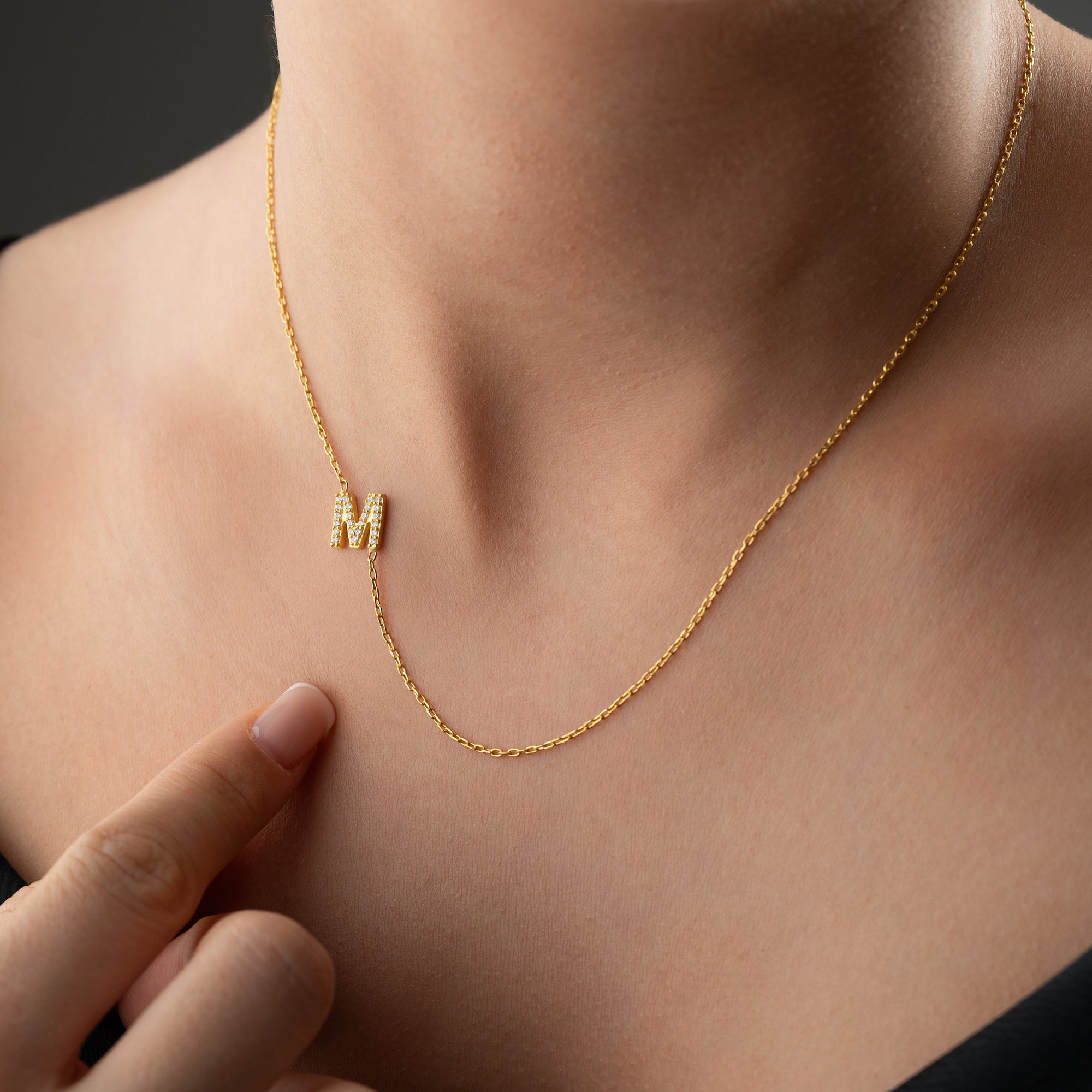 ZIRKONIA BUCHSTABEN HALSKETTE | 925 SILBER