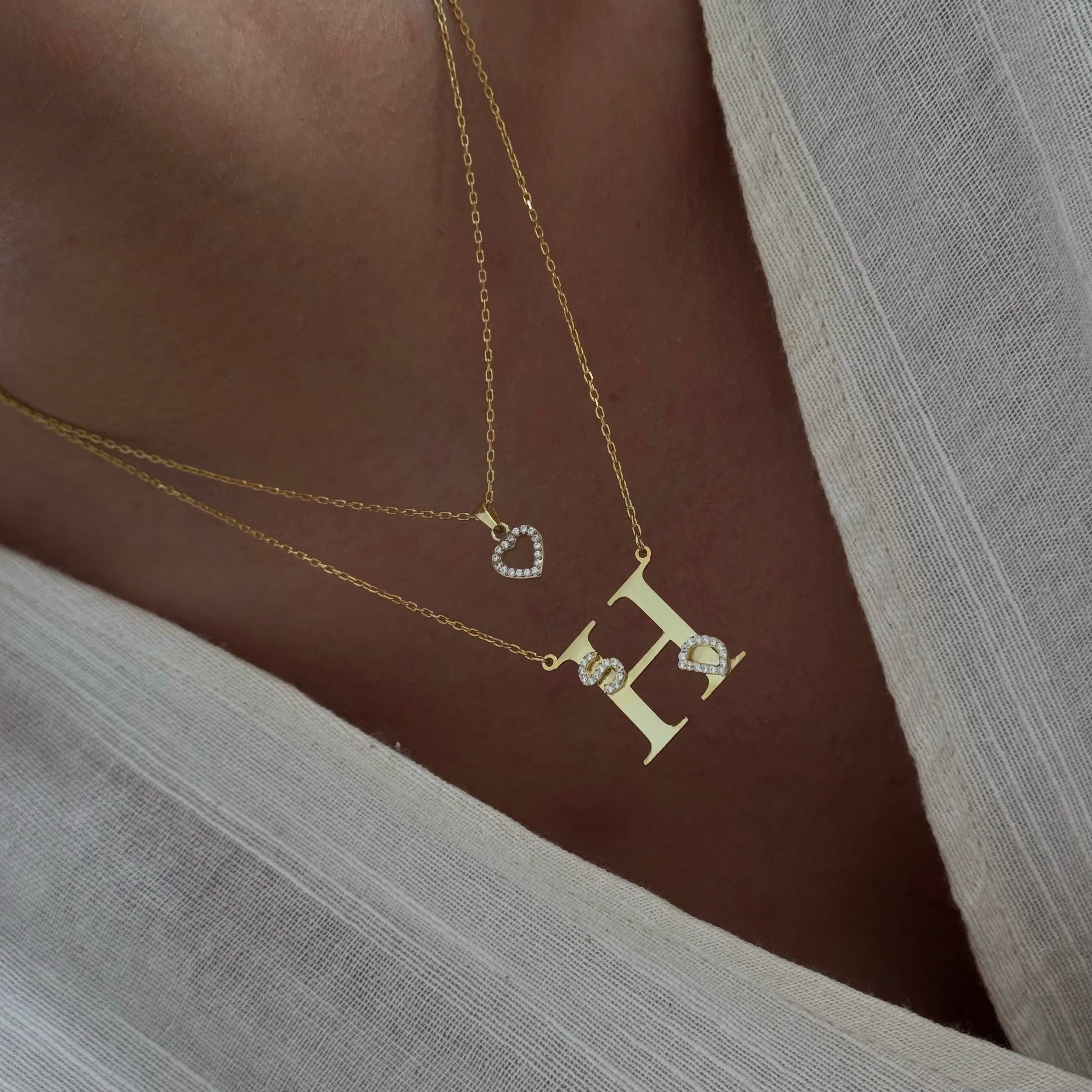 BIG BUCHSTABEN HALSKETTE MIT INITIALEN | 925 SILBER.