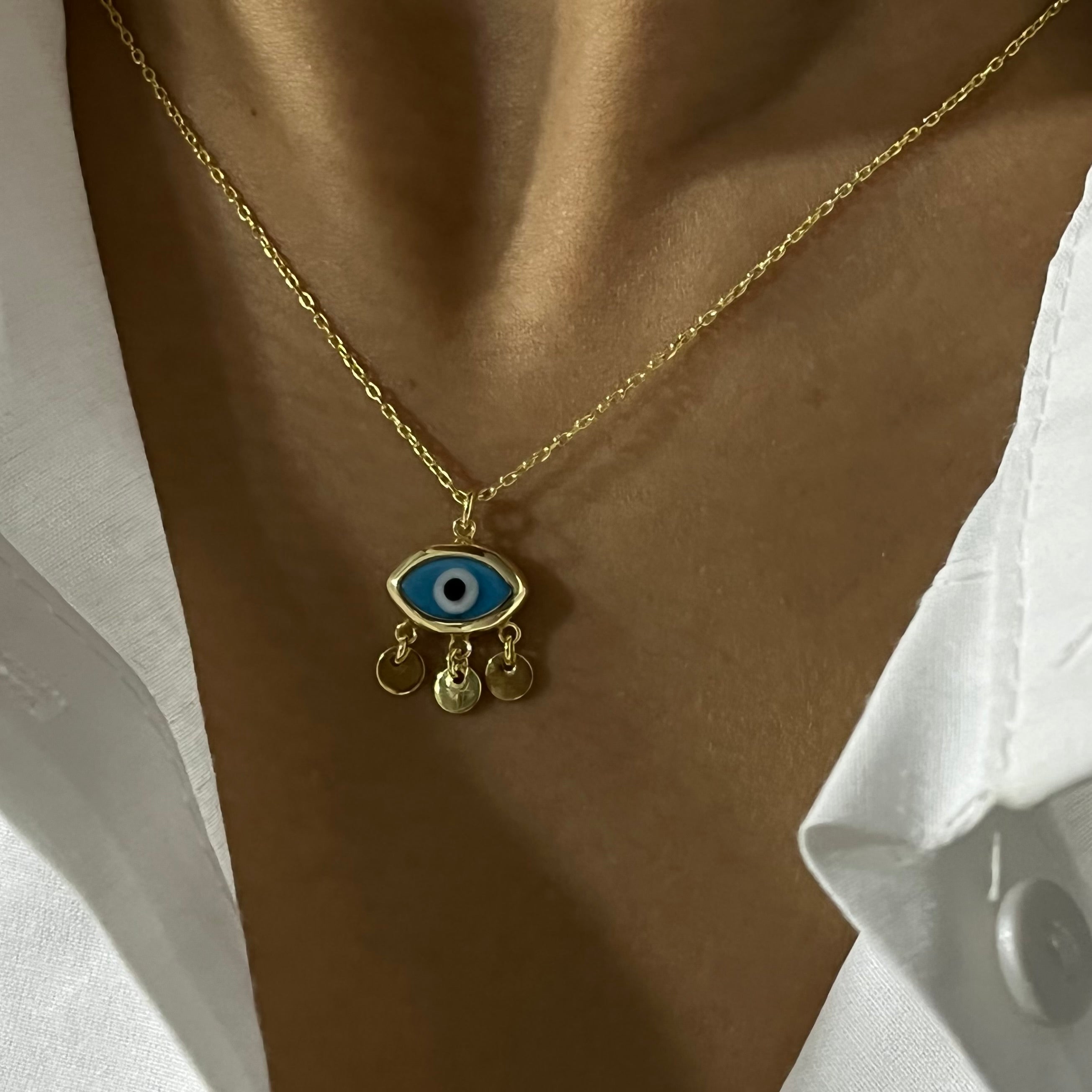 Firuze Dark Blue Eyes Necklace (7017468952621)