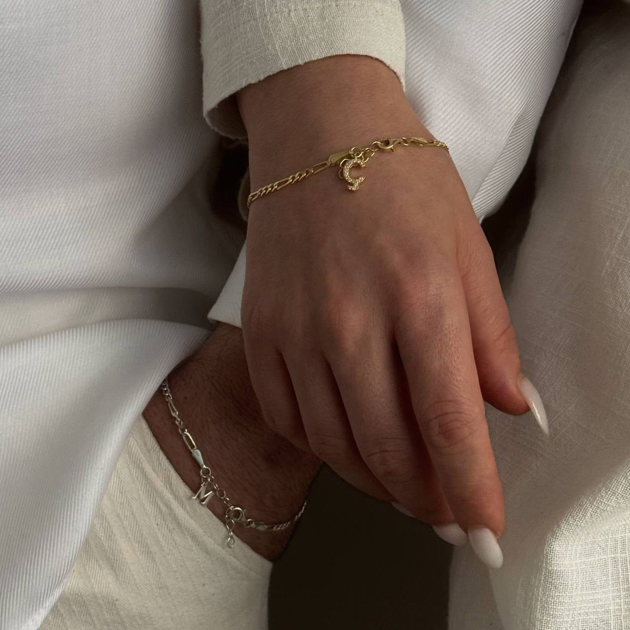 FIGARO BUCHSTABEN PARTNERARMBAND | 925 SILBER