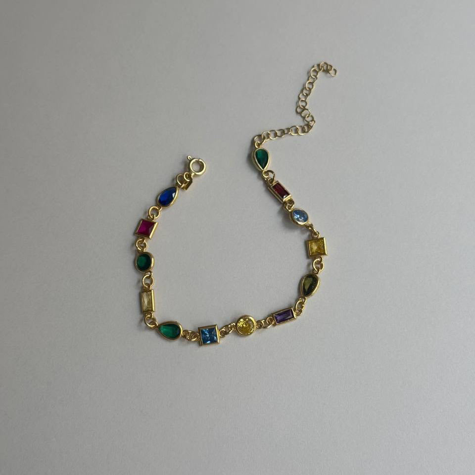 ASYMMETRISCHES FARBIGES ARMBAND | 925 SILBER