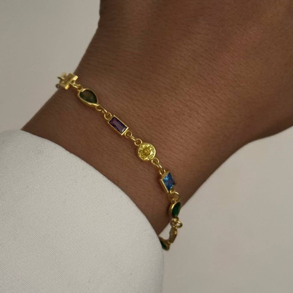 ASYMMETRISCHES FARBIGES ARMBAND | 925 SILBER