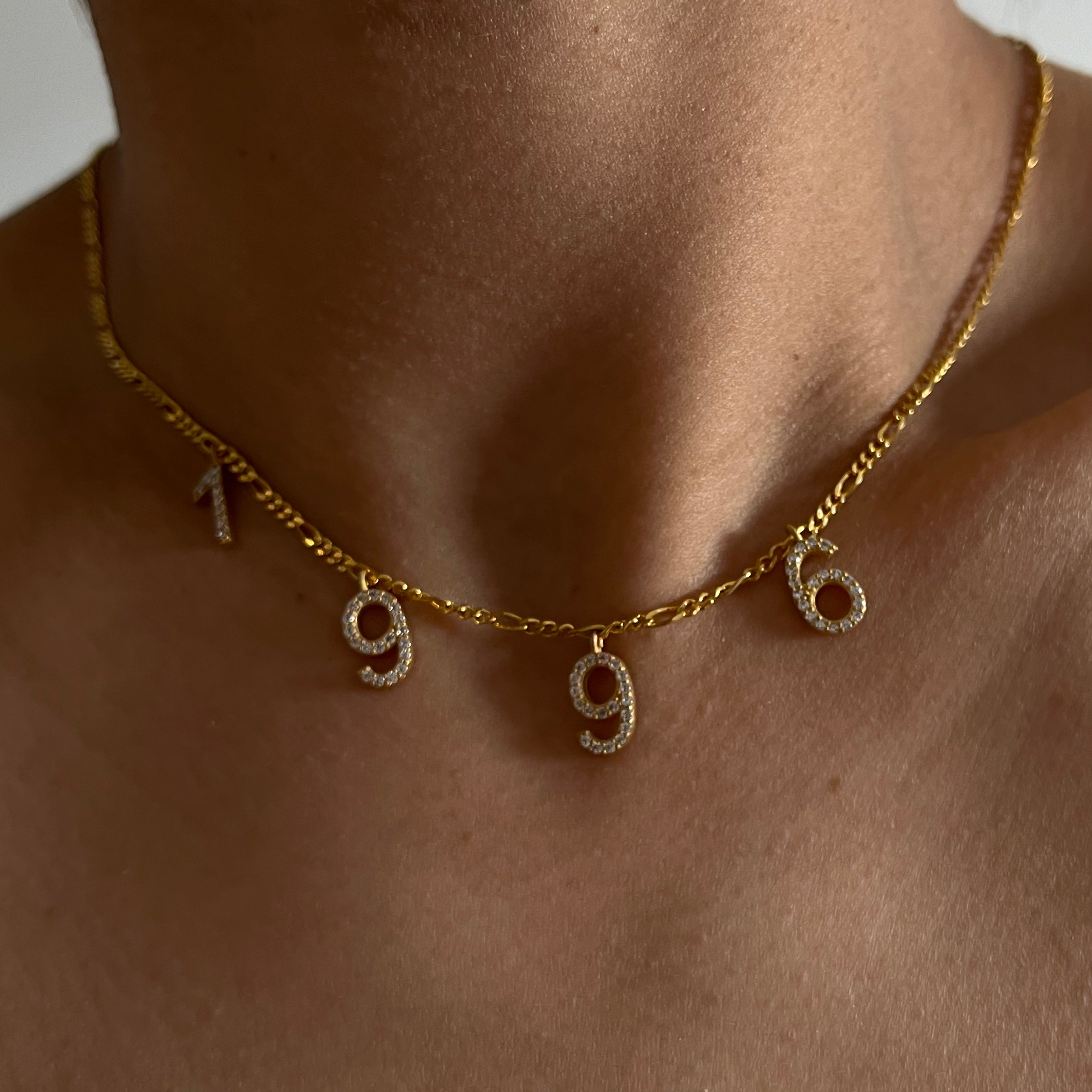 Chocker Datumkette mit Zirkonia Stein (7017451290669)