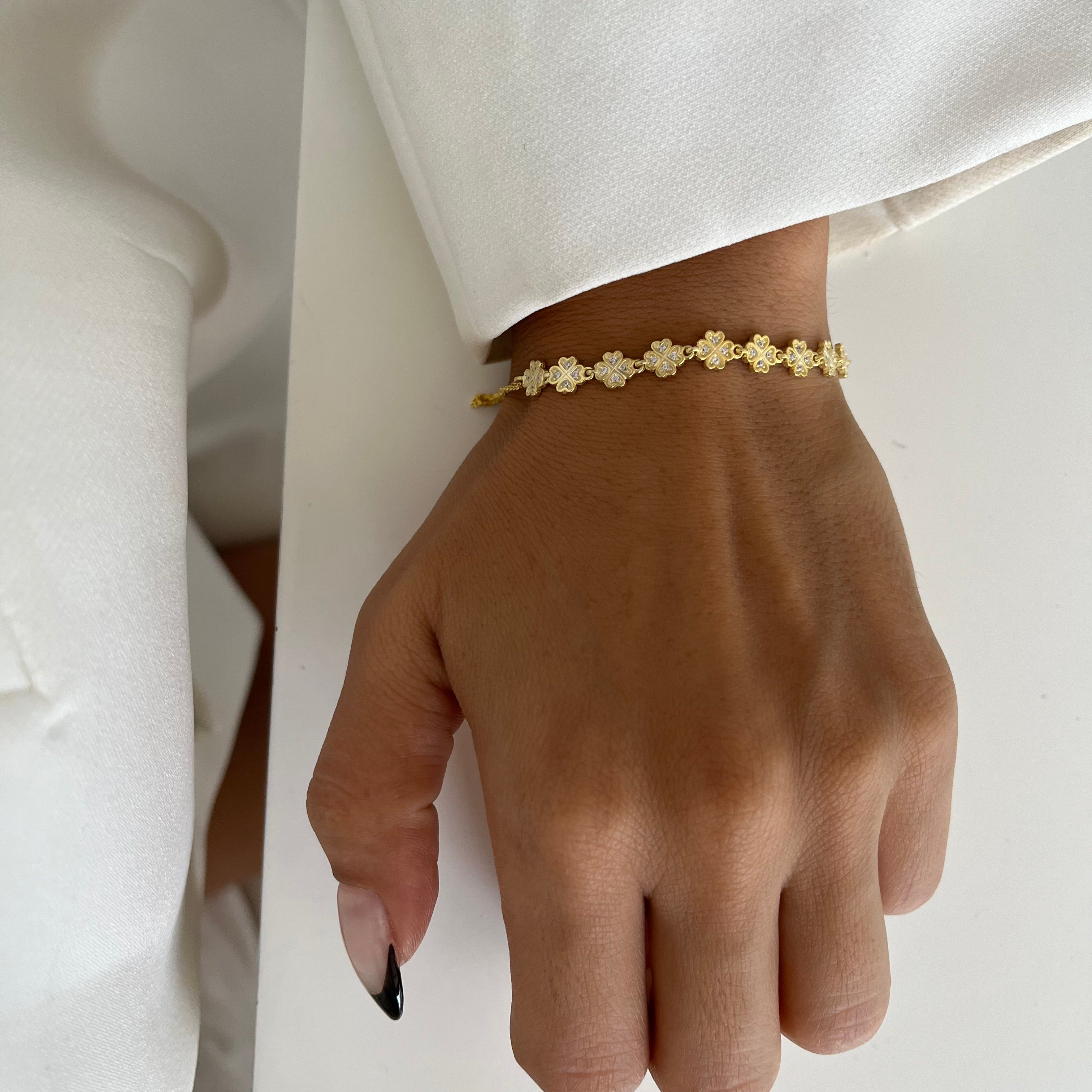 Kleeblatt Armkette mit Zirkonia (7153009754157)