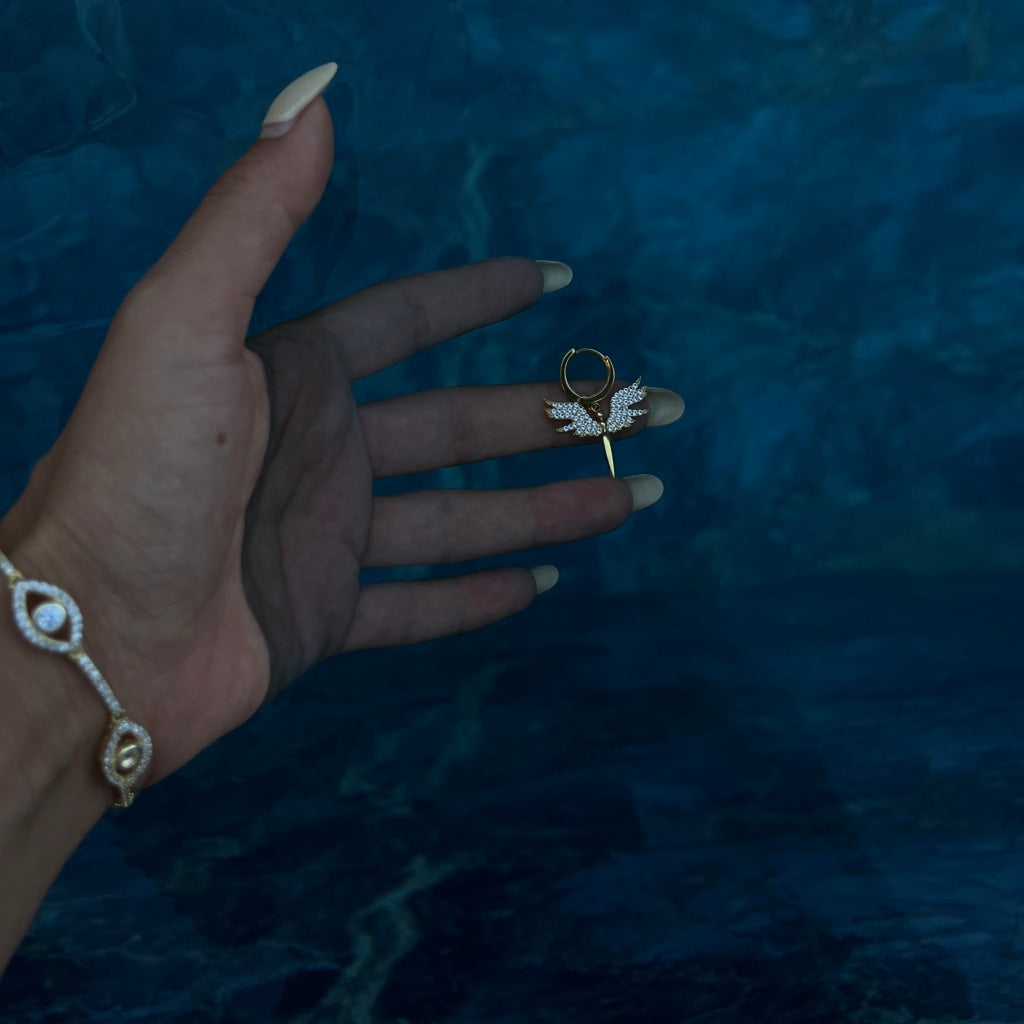 Schutzengels Ohrringe White Stone (7139605938221)