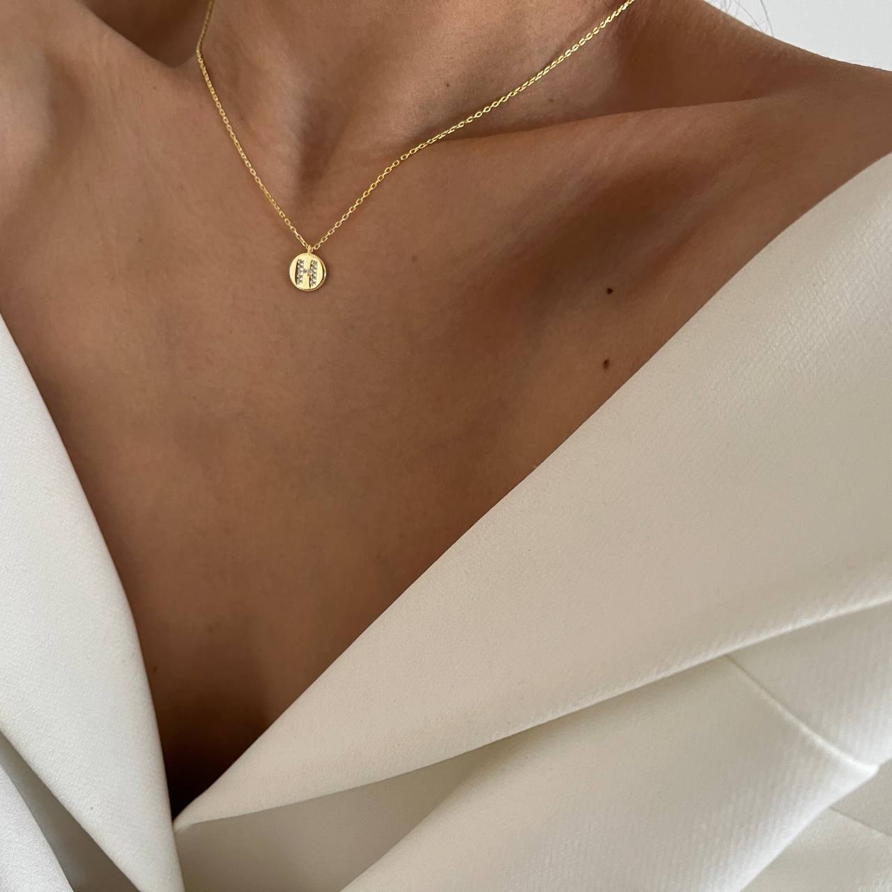 Zirkonia Plättchen Buchstaben Halskette (8022918594862)